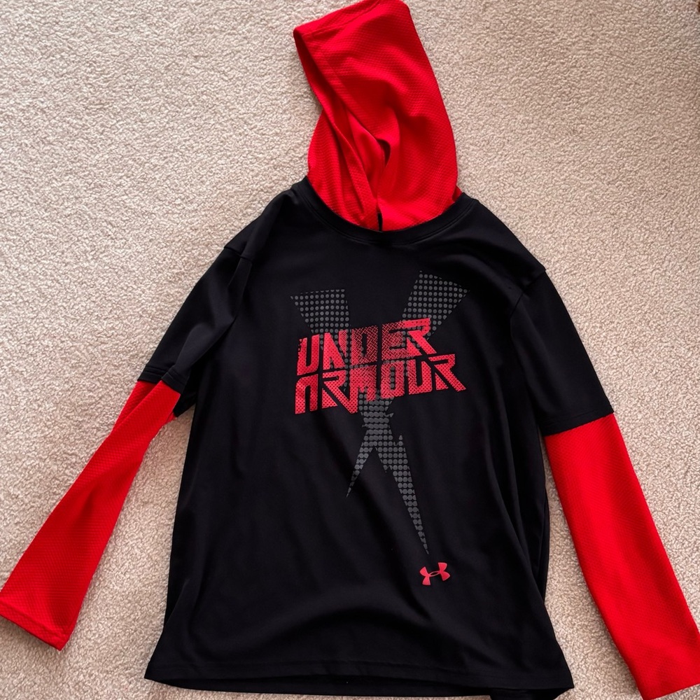 Under Armour Kids Black and Red Graphic Hoodie